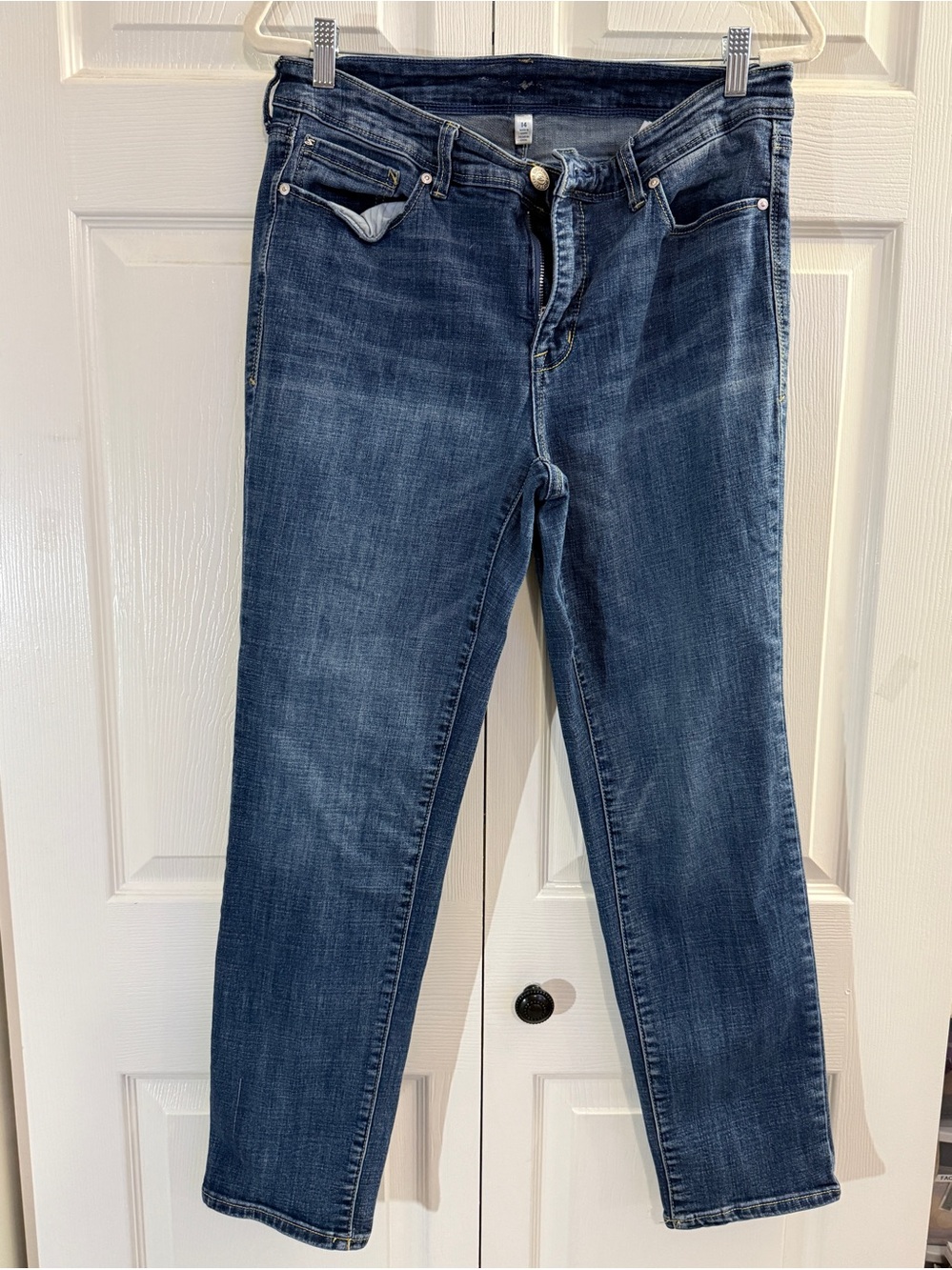Seven7 Women's Straight Leg Jeans in Dark Blue